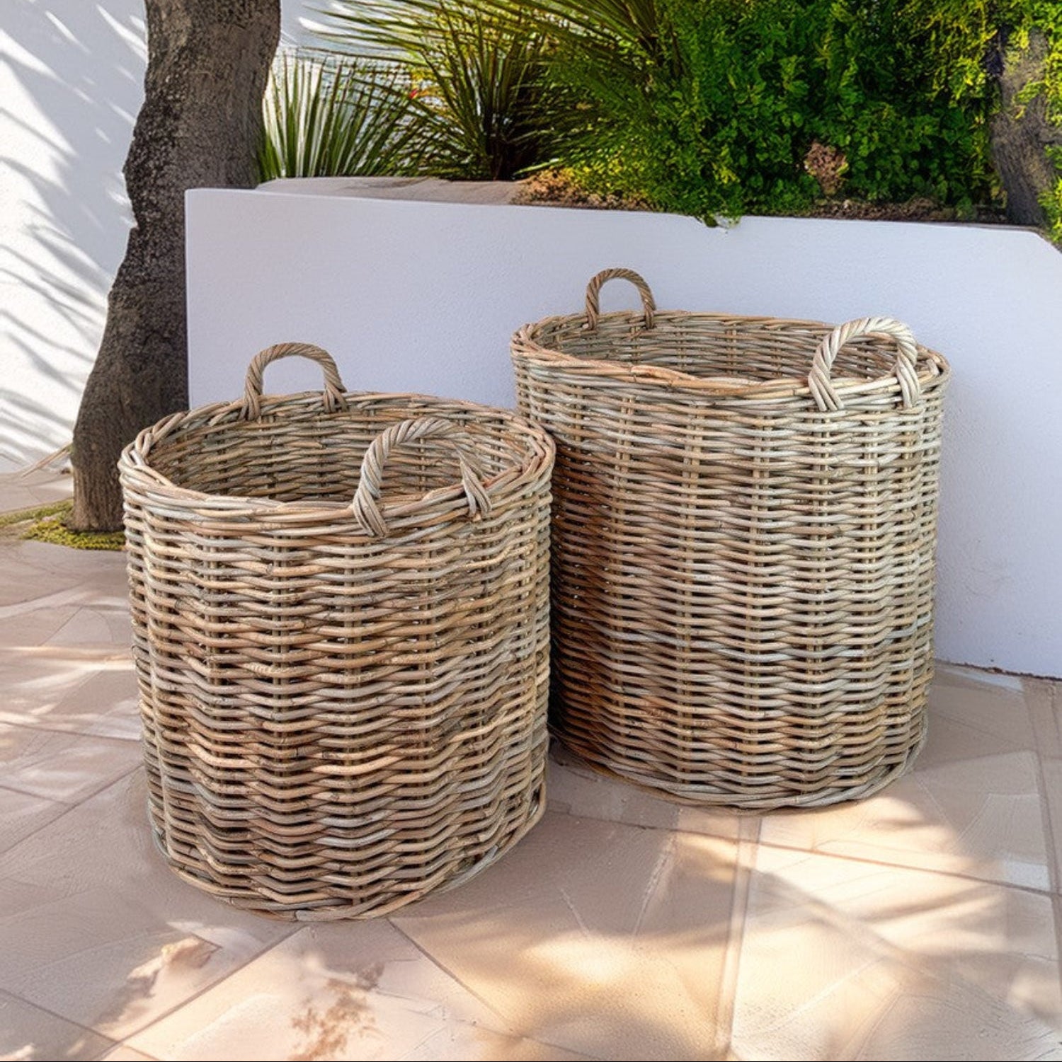 Riley Round Rattan Baskets, Set of 2