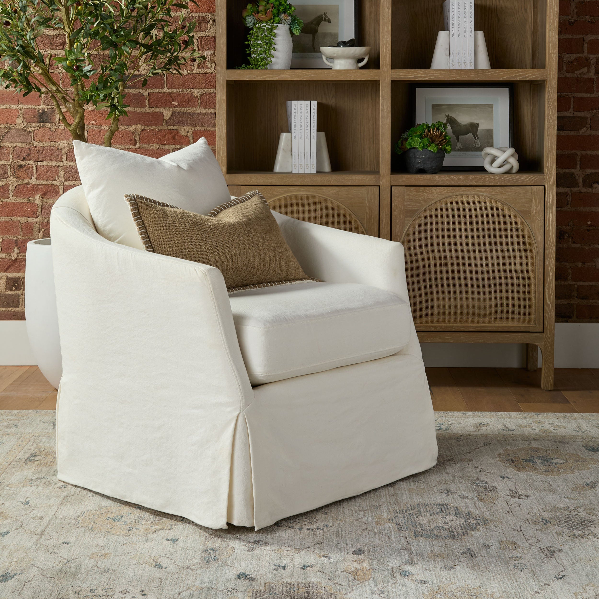 Florence Slipcover Swivel Chair-Chairs-StyleMeGHD