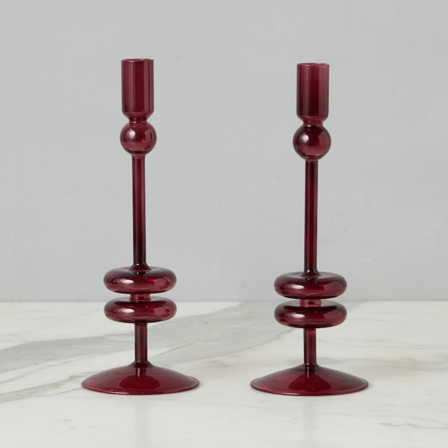 Althea Glass Candlestick Pair