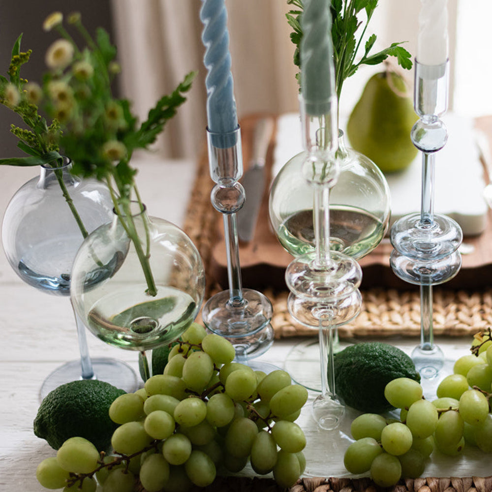 Clear Glass Candlestick Pair - StyleMeGHD - Decorative Objects