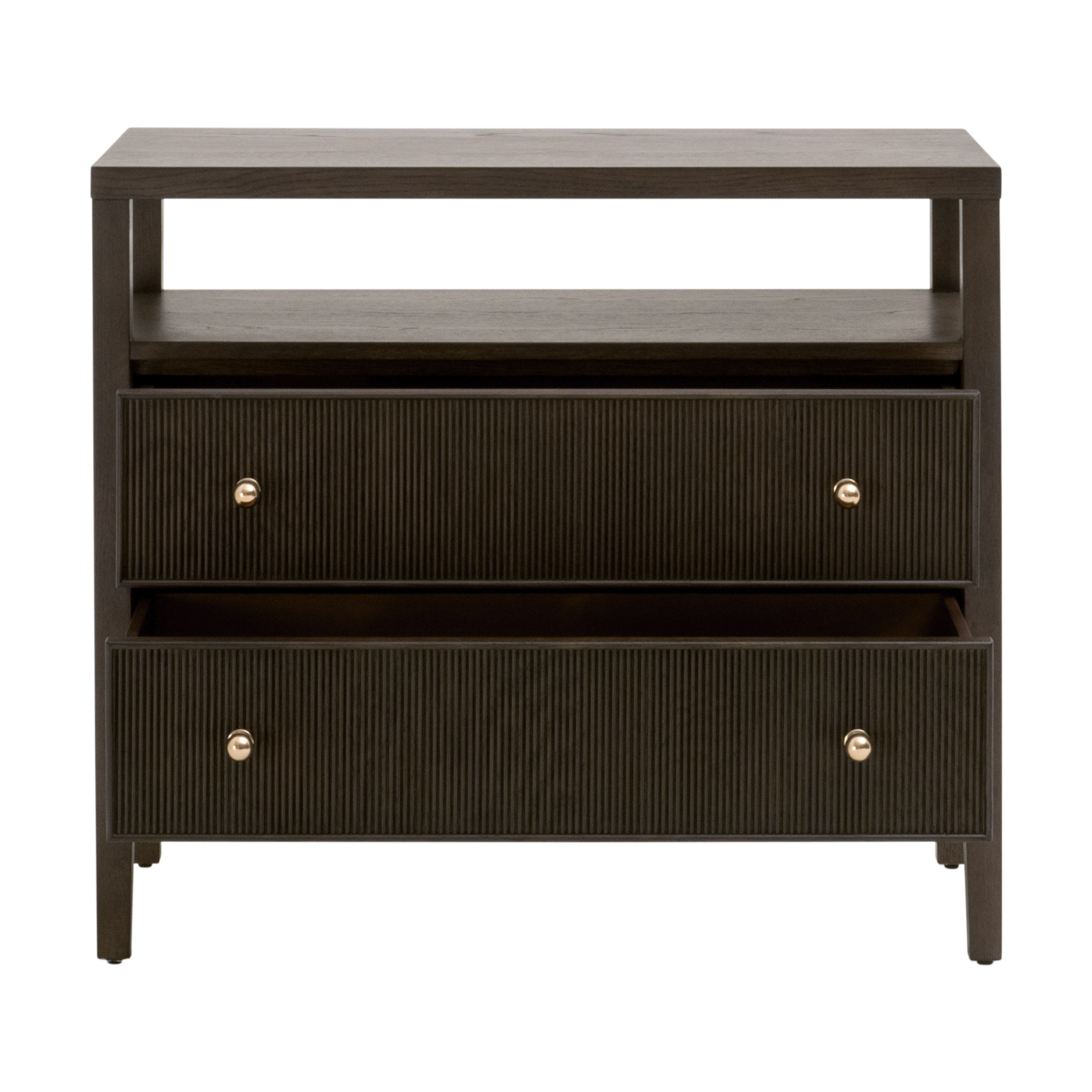 Highland Open Shelf 2-Drawer Nightstand