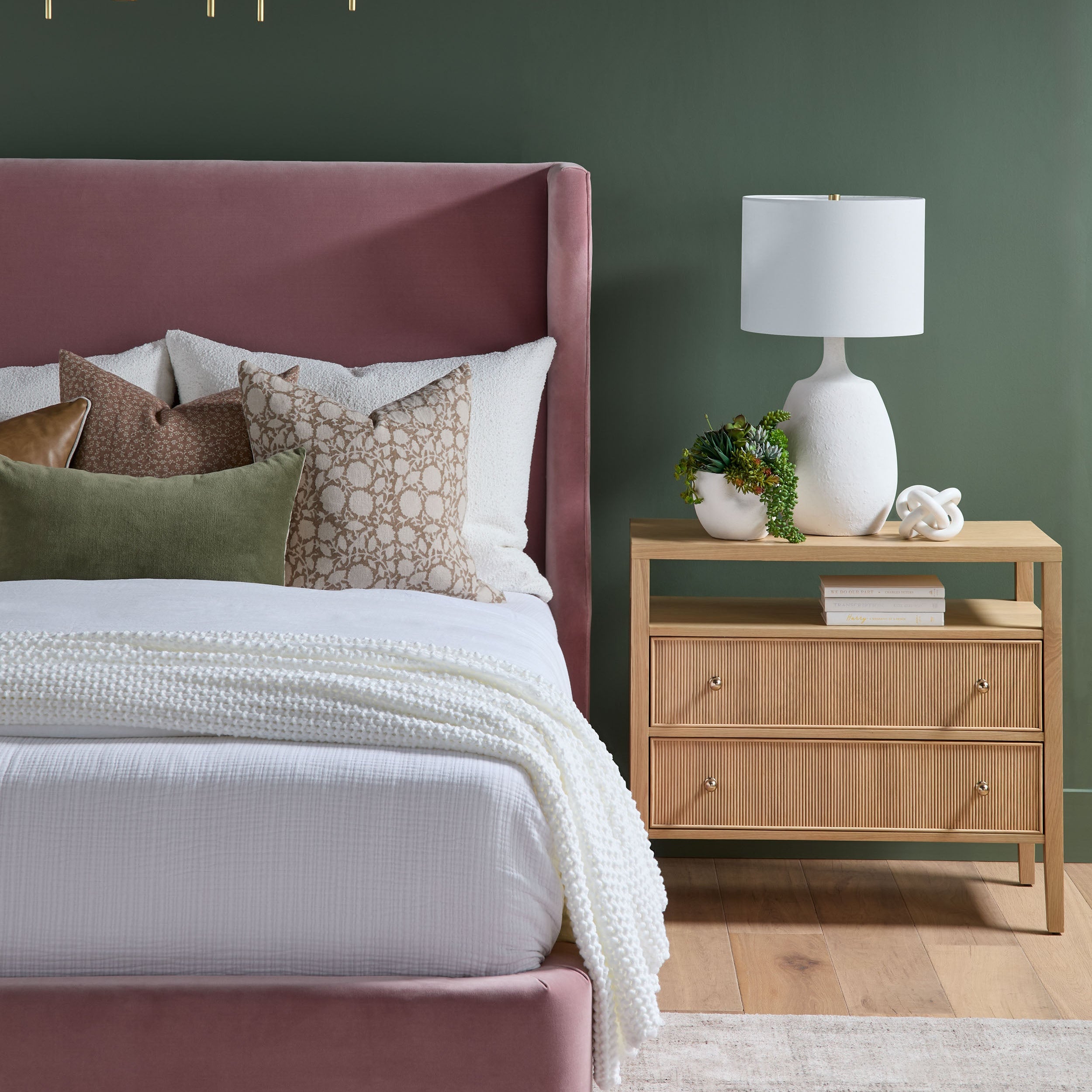 Highland Open Shelf 2-Drawer Nightstand