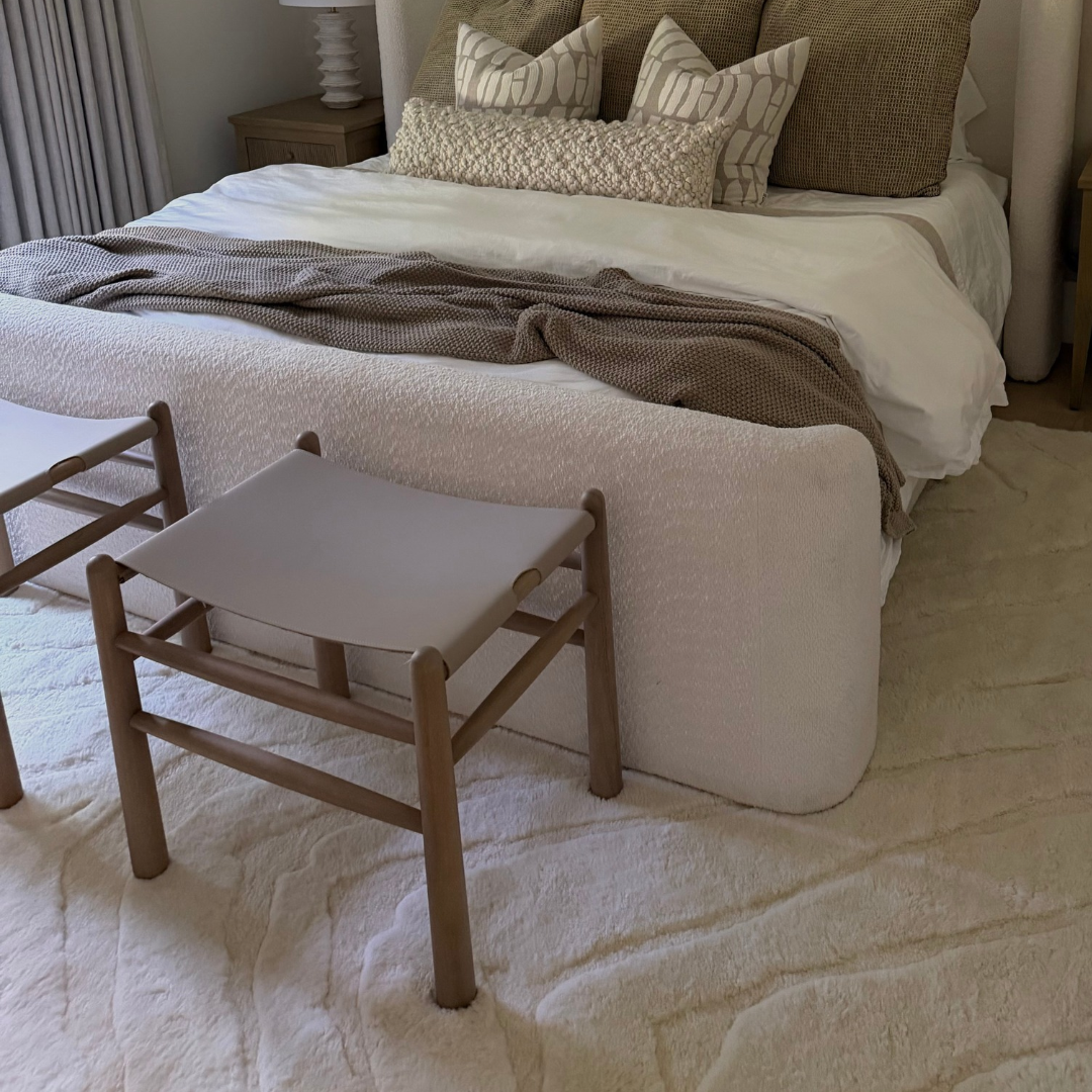 leather and wood stool