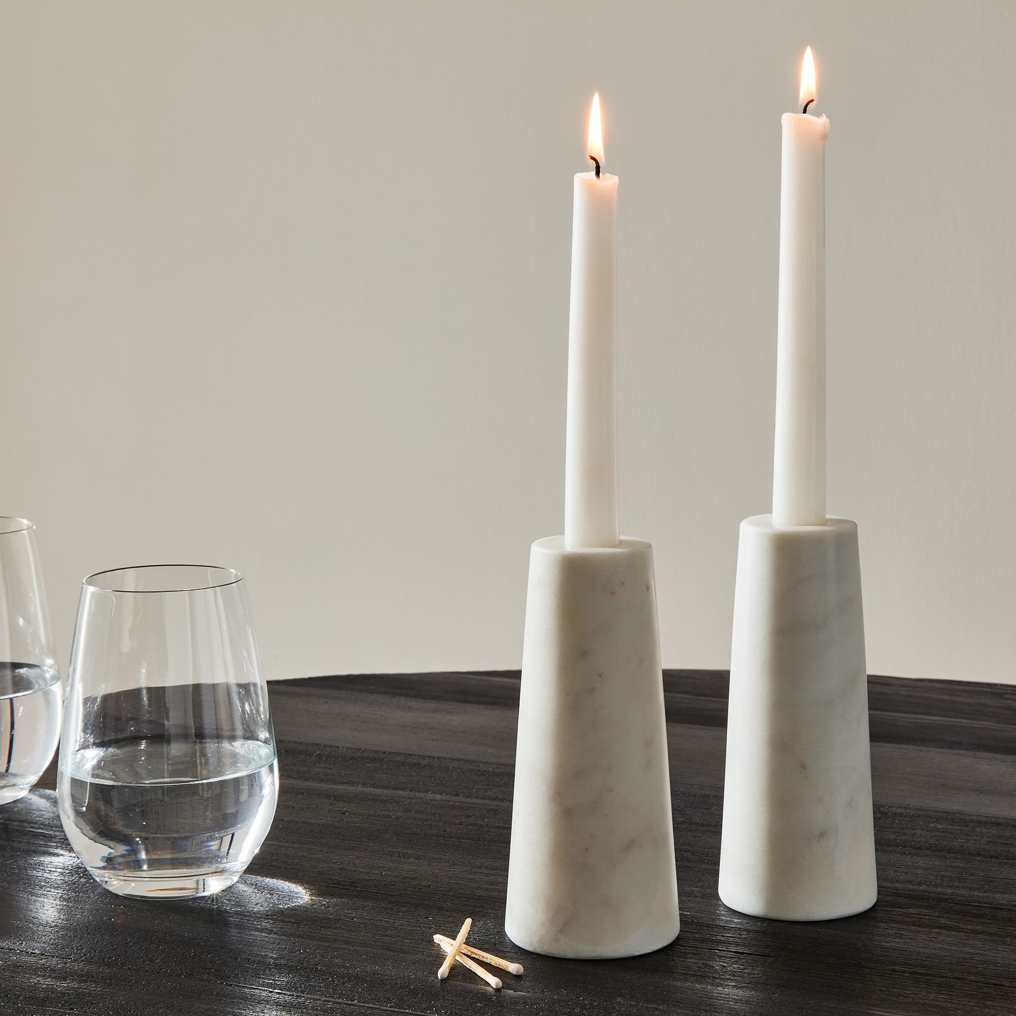 Marble Taper Candle Holders, Set of 2