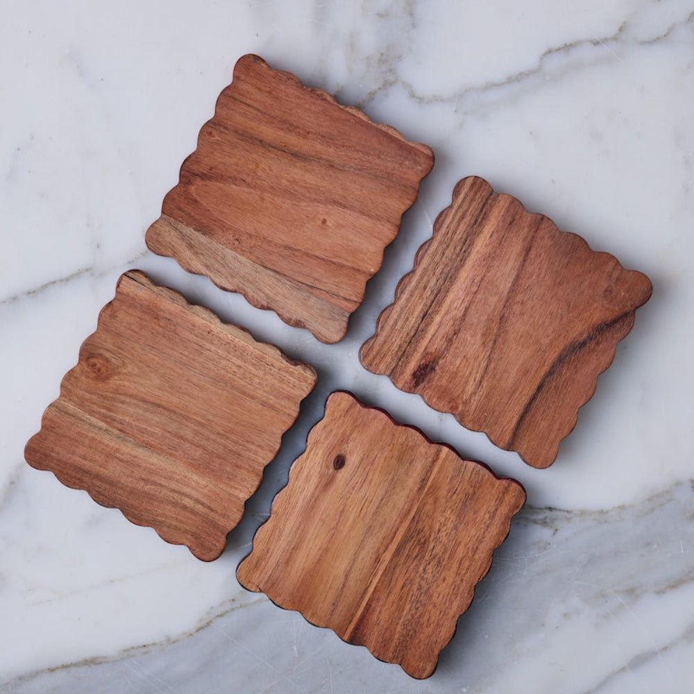 Natural Scalloped Coasters, Set of 4