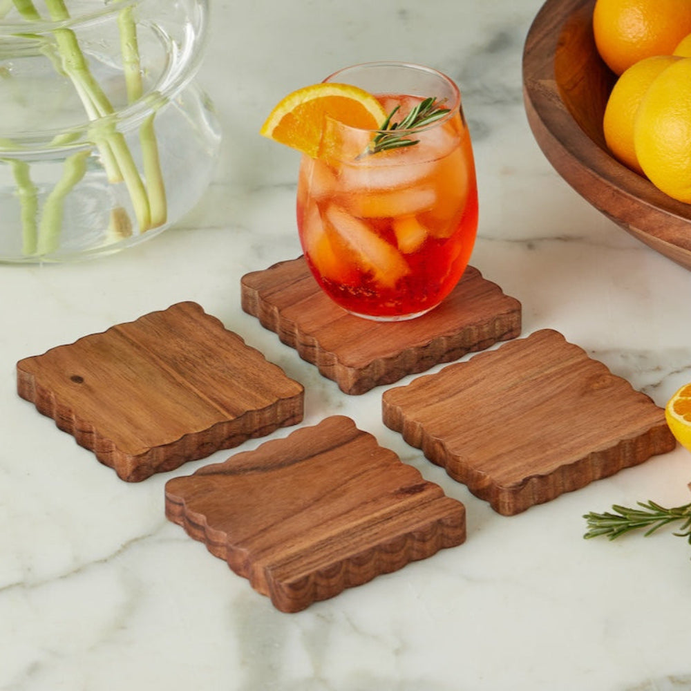 Natural Scalloped Coasters, Set of 4