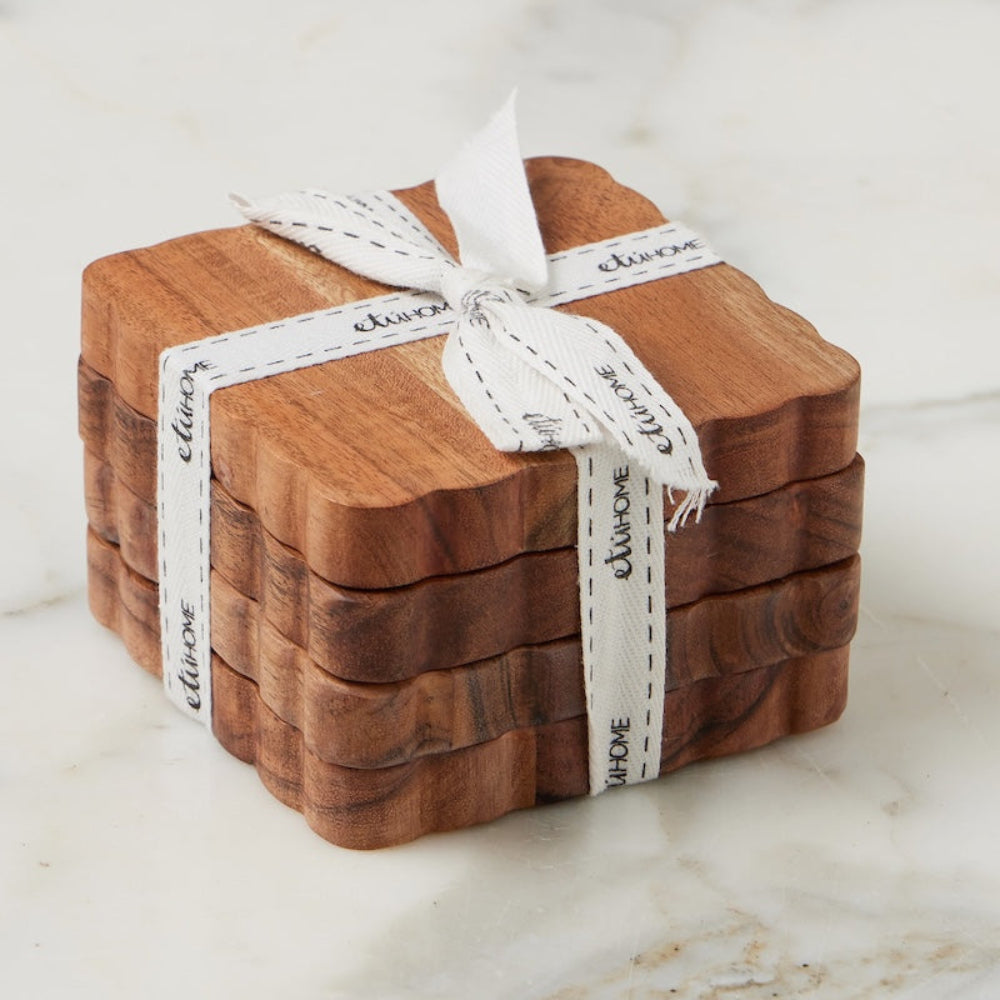Natural Scalloped Coasters, Set of 4