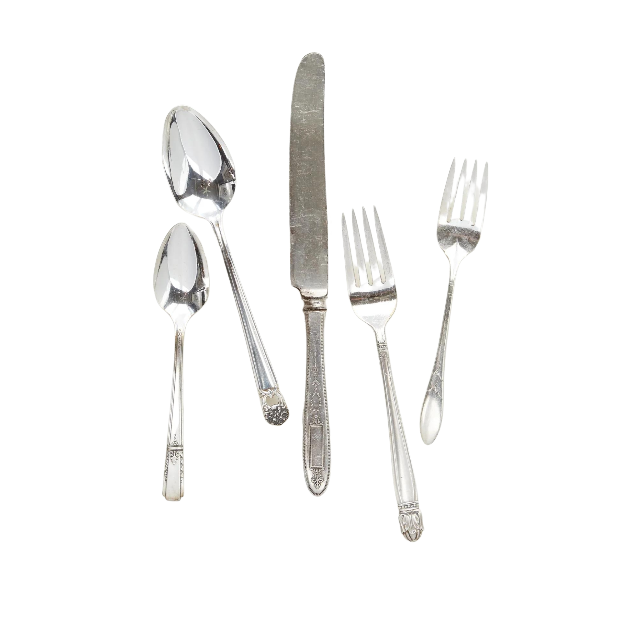 Found Silver Plate Flatware, Set of 5