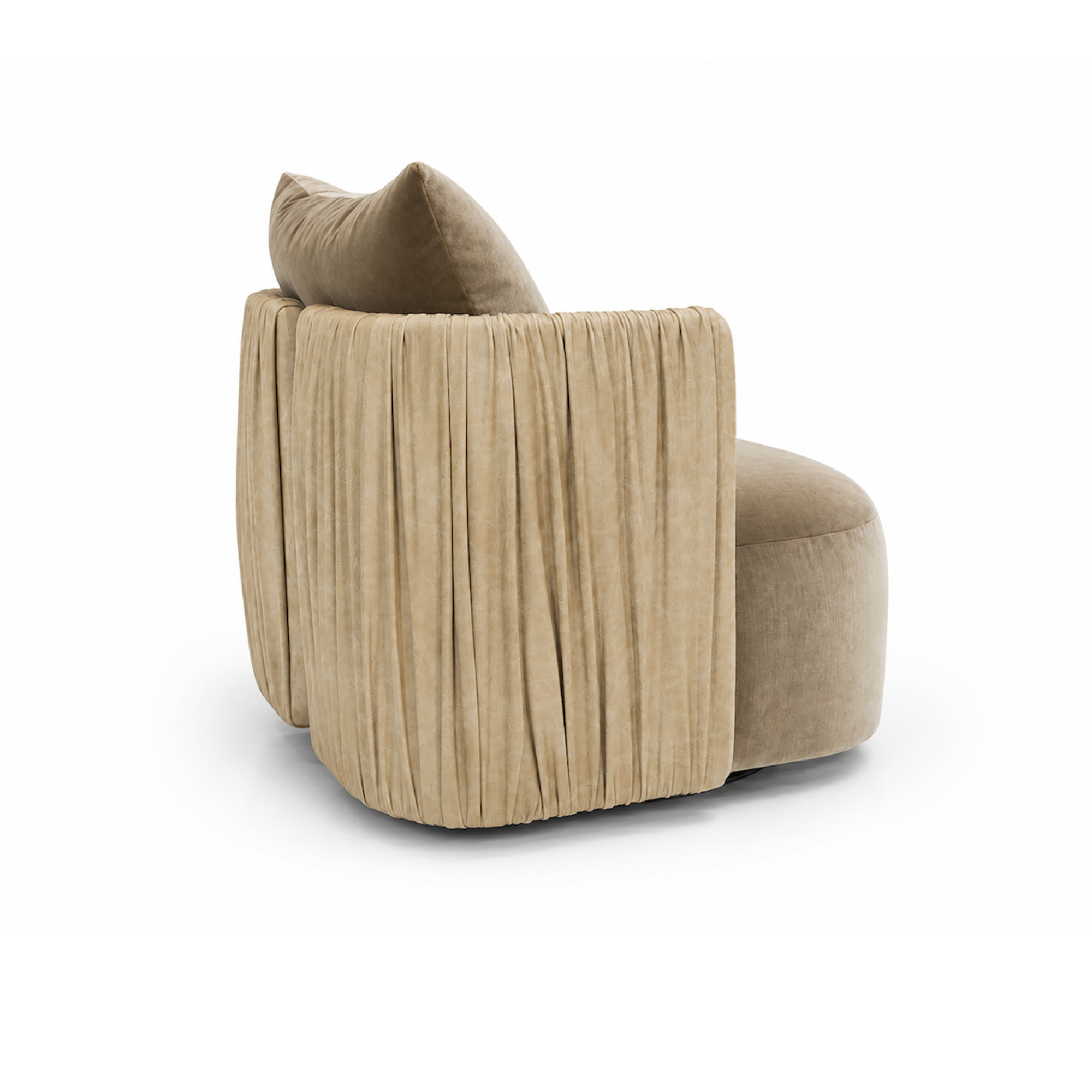 Beige armchair with a pillow on a white background
