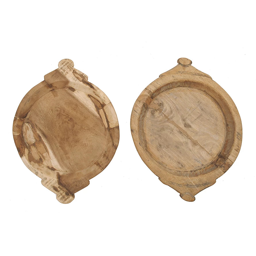 Vintage Wood Bowls, Set of 2