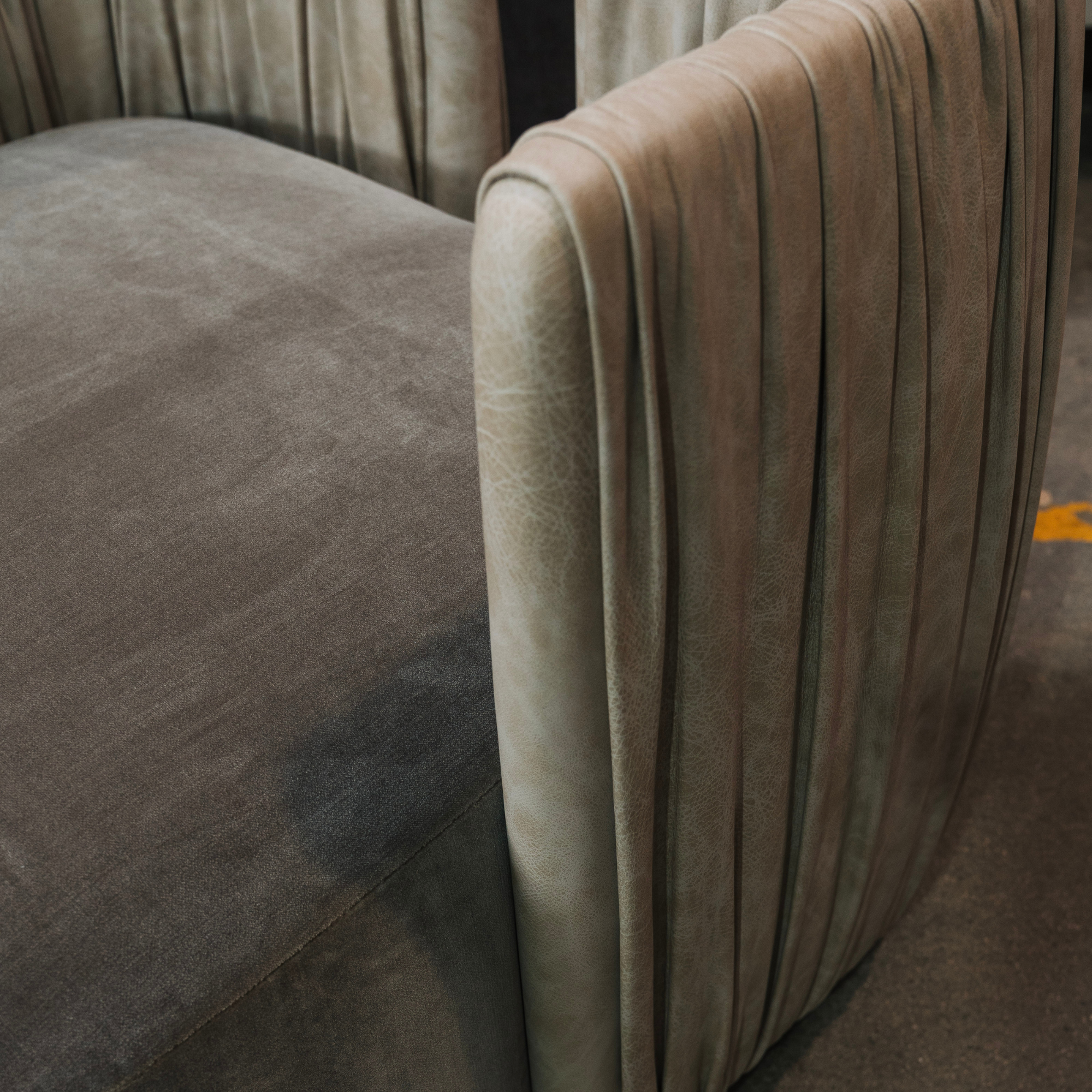 Swivel accent chair details up close.
