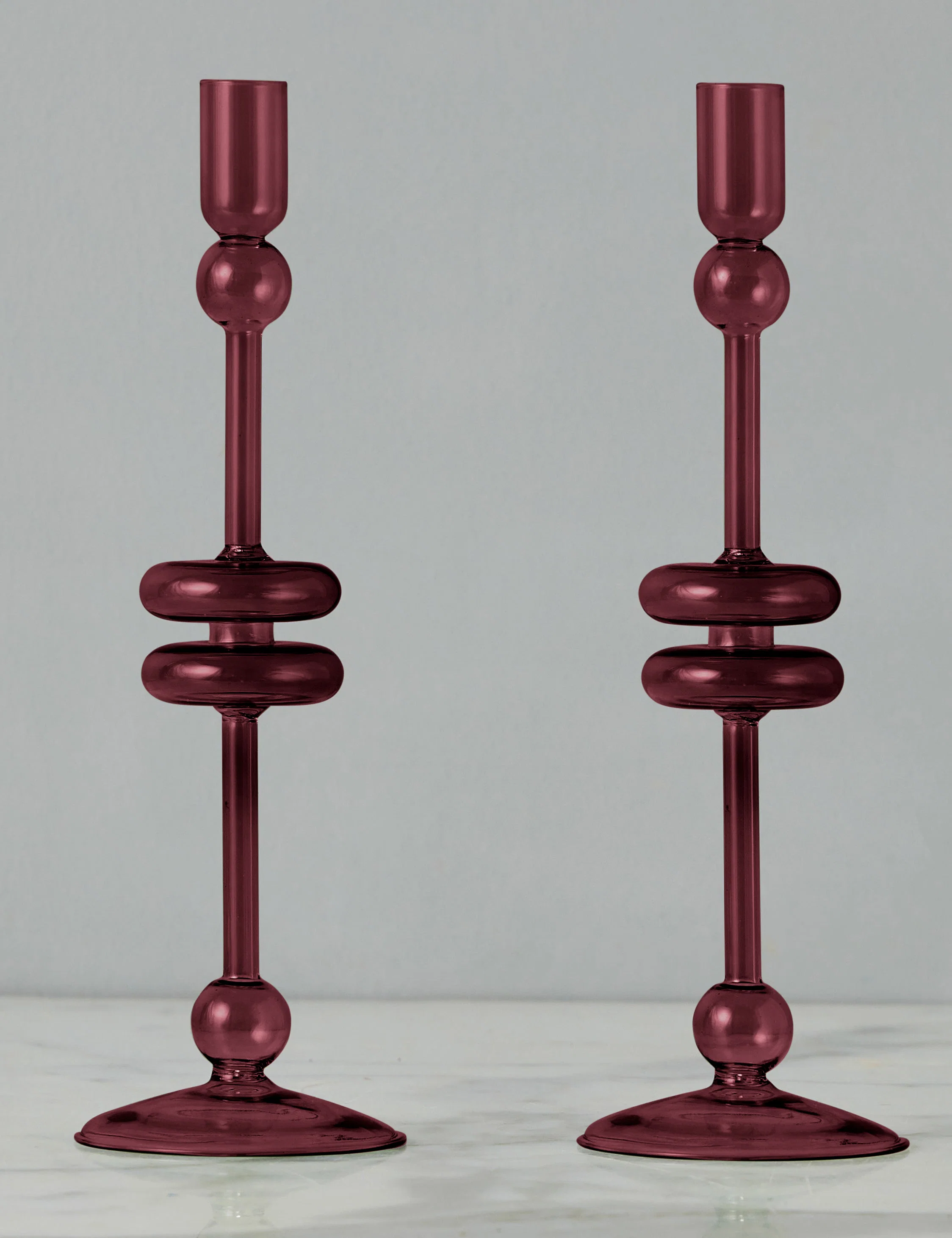 Althea Glass Candlestick, Set of 2