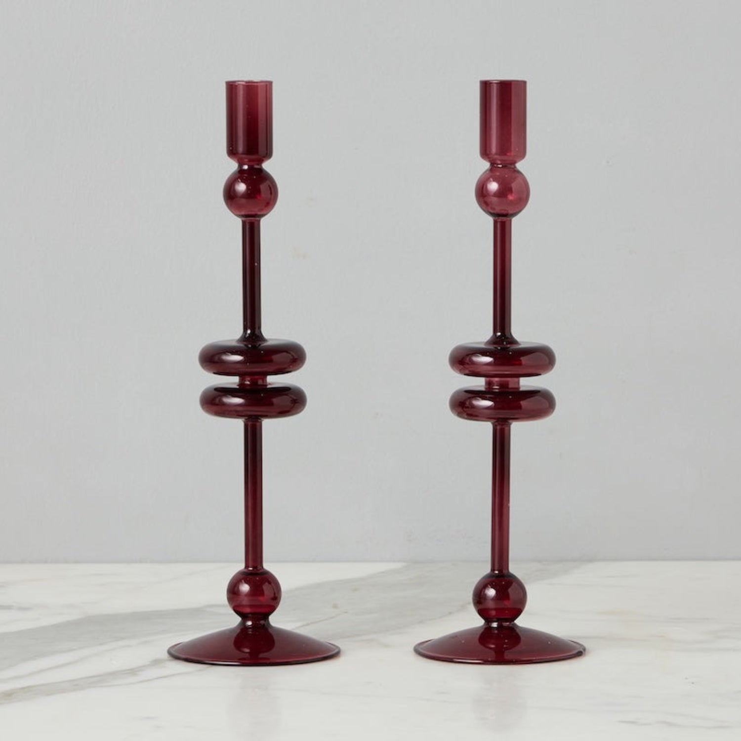 Althea Glass Candlestick Pair