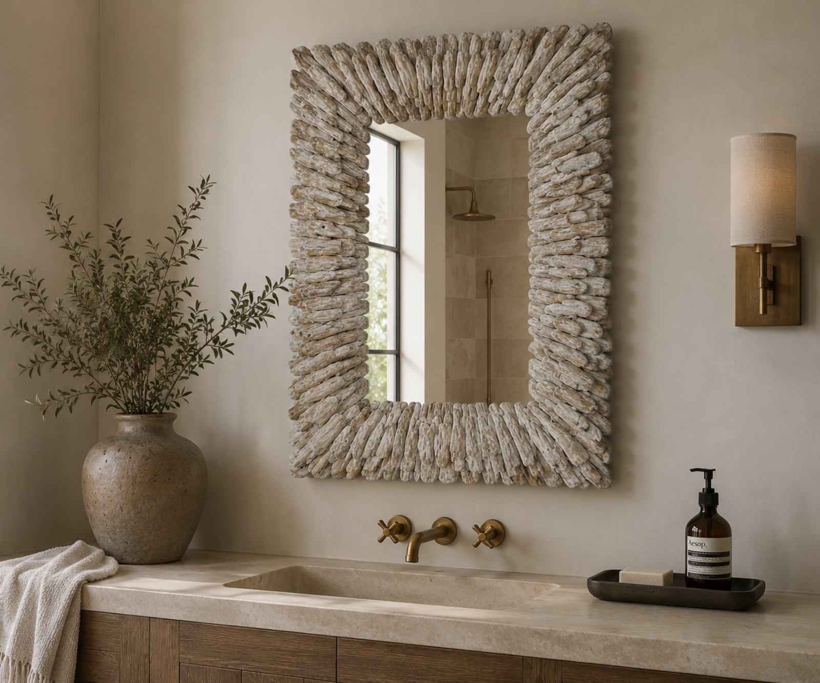 square wood mirror