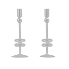 Clear Glass Candlestick, Set of 2