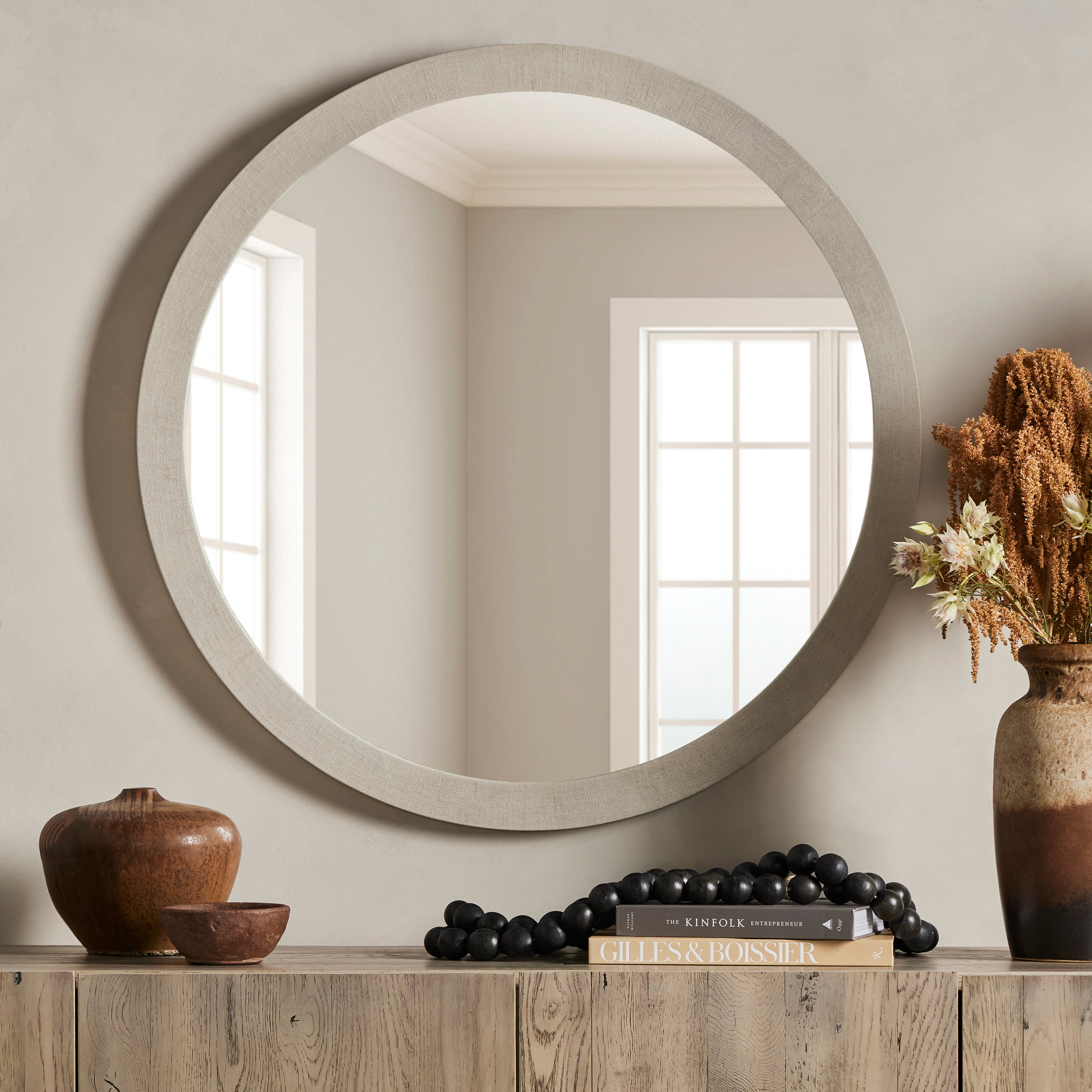 Cressida Wall Mirror-Ivory Painted Linen - StyleMeGHD - 
