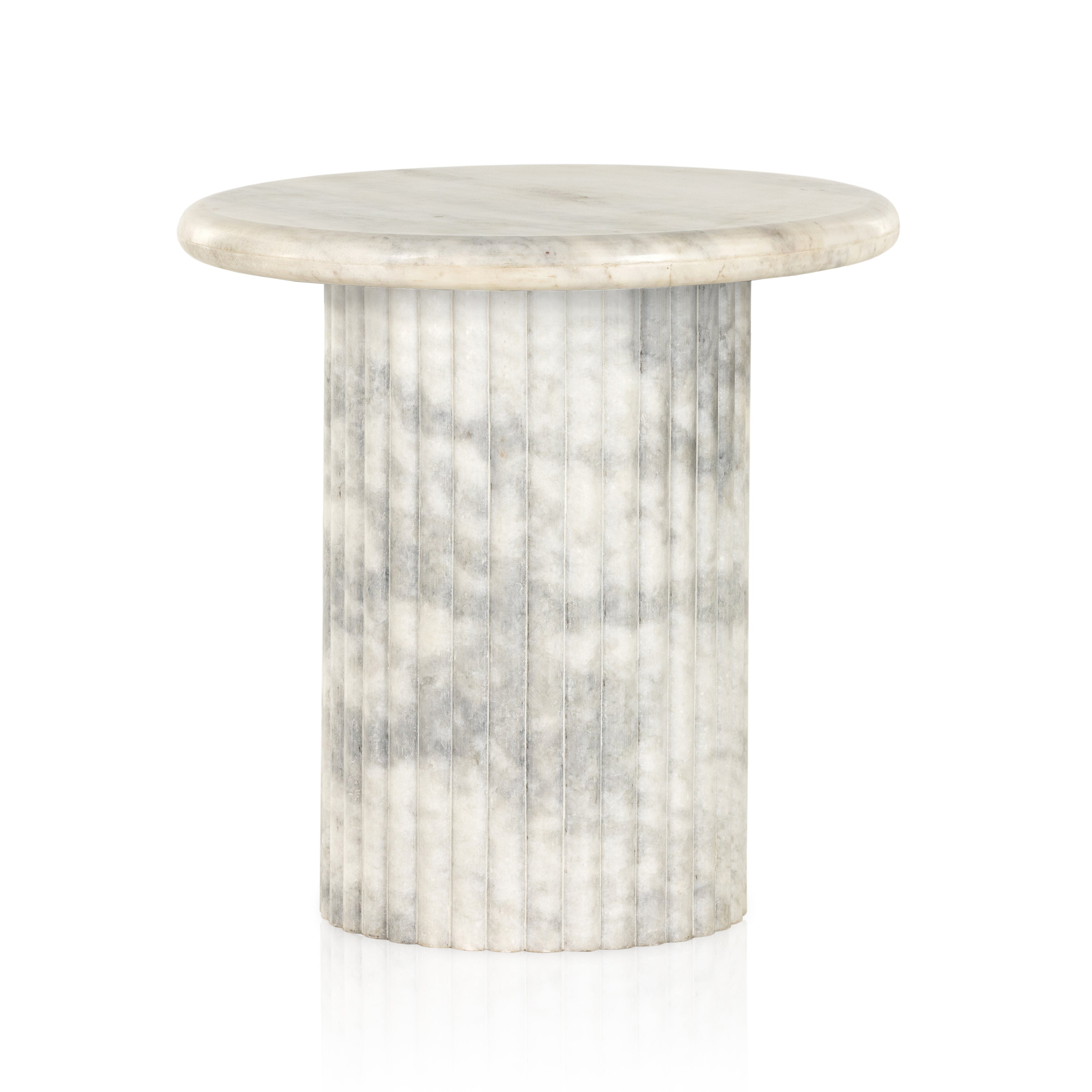 Oranda End Table-Polished White Marble - StyleMeGHD - 