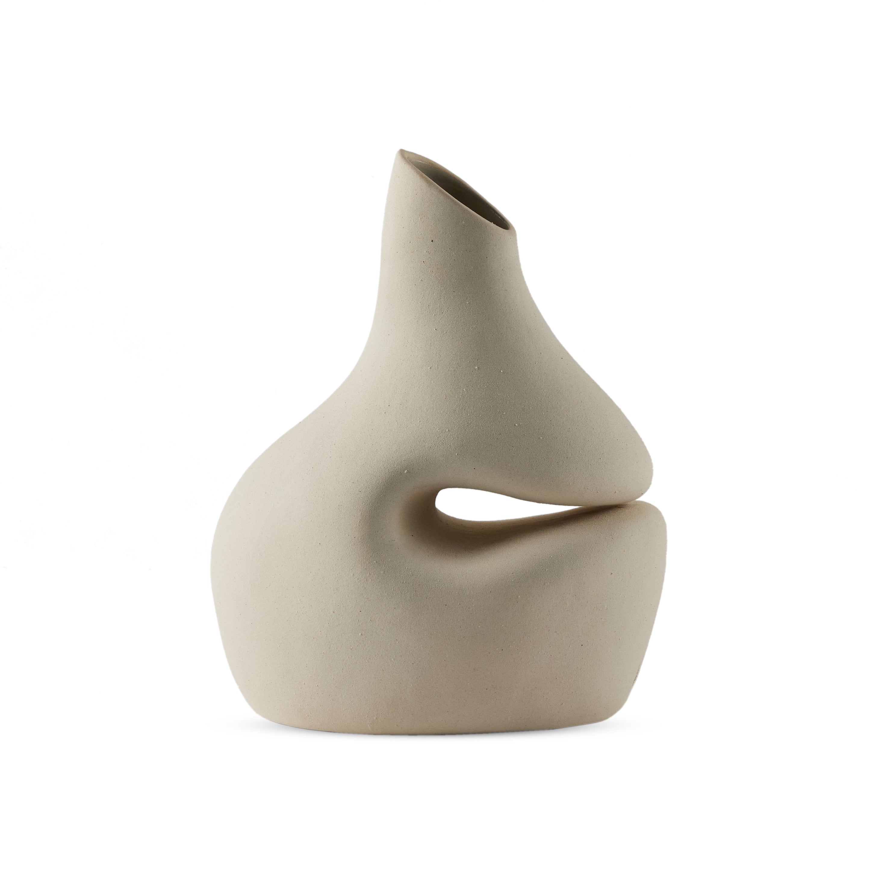 Organic Vase-Cream Matte Ceramic - StyleMeGHD - 