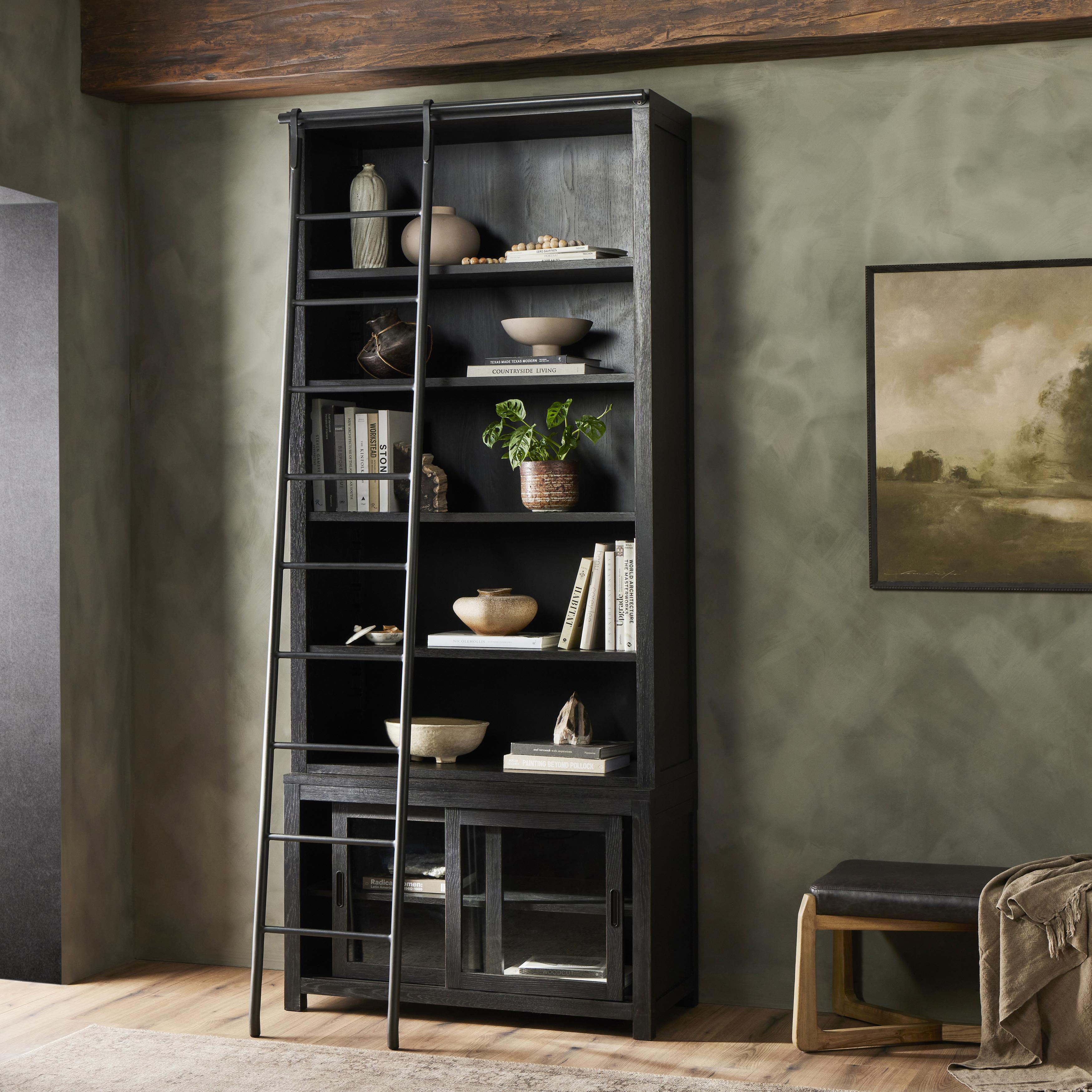 Admont Bookcase And Ladder-Worn Blk - StyleMeGHD - 