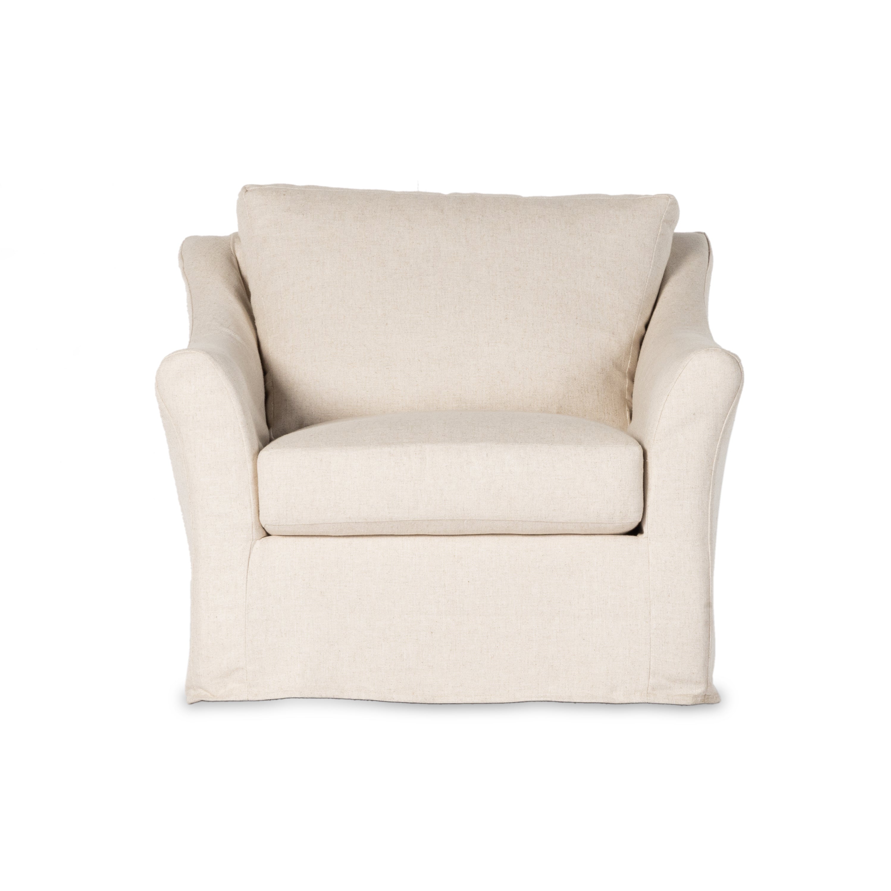 Delray Slipcover Swivel Chair-Creme - StyleMeGHD - 