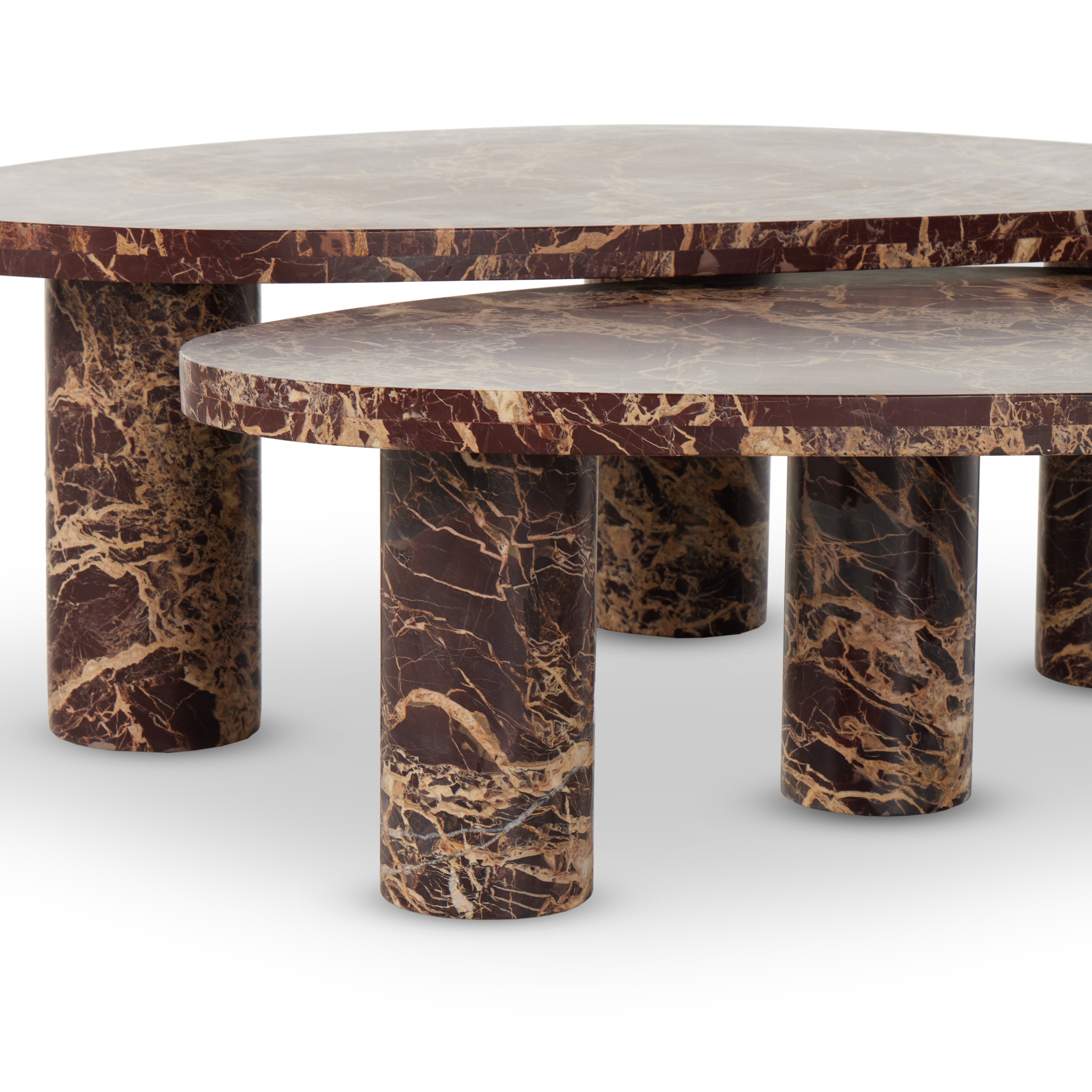 Zion Coffee Table Set-Merlot Marble - StyleMeGHD - 