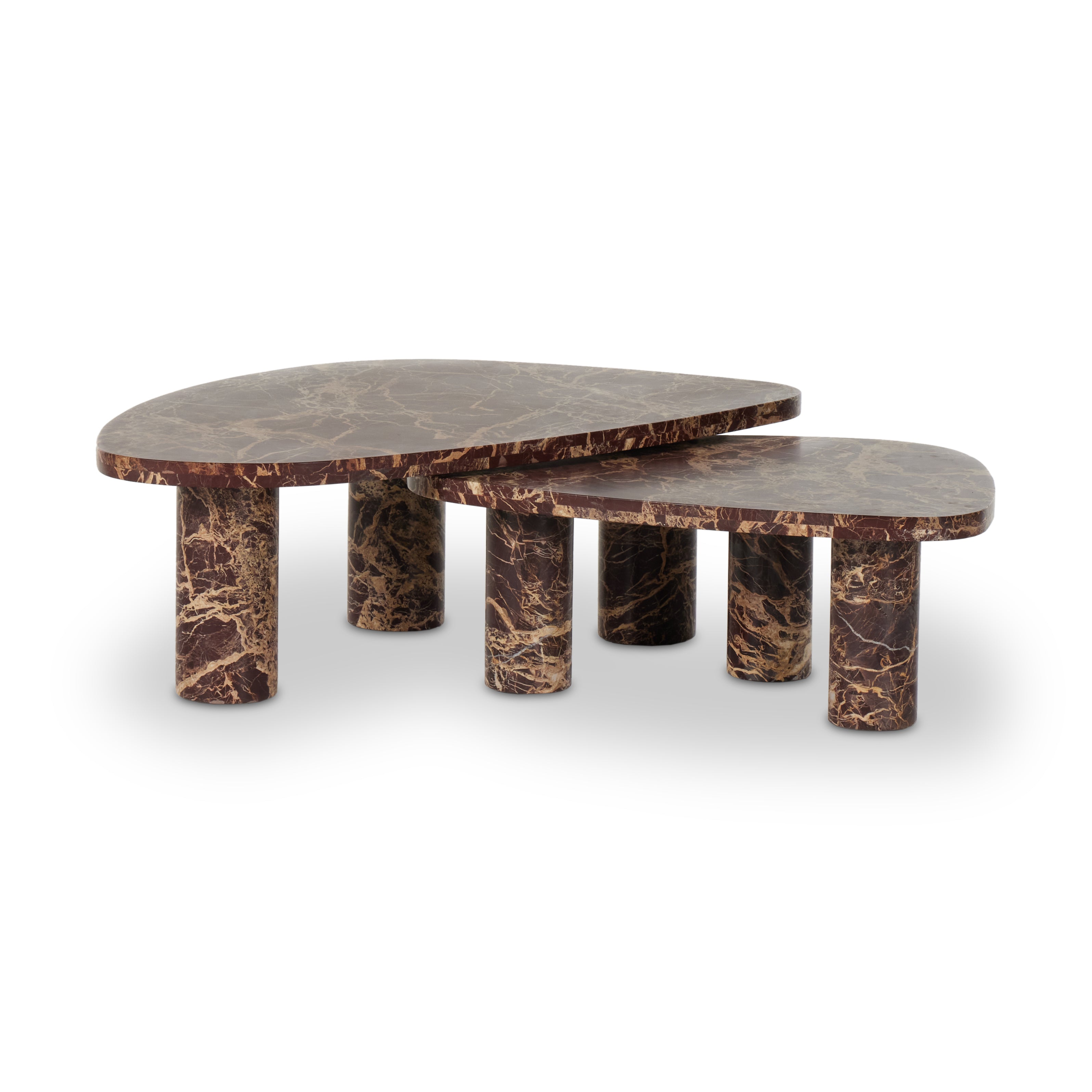 Zion Coffee Table Set-Merlot Marble - StyleMeGHD - 