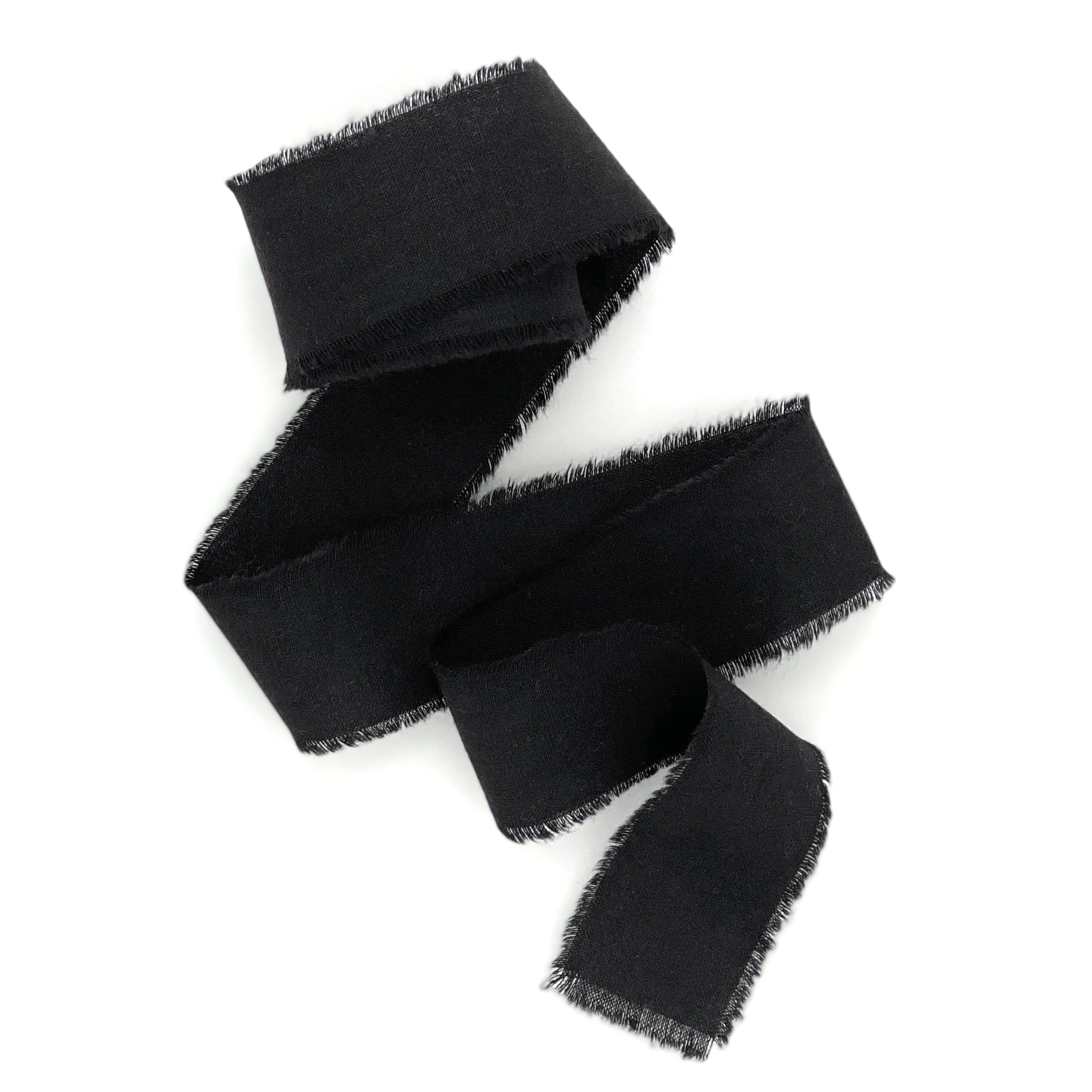Black Hand Dyed Frayed Edges Cotton Ribbon  - StyleMeGHD - Decorative Objects