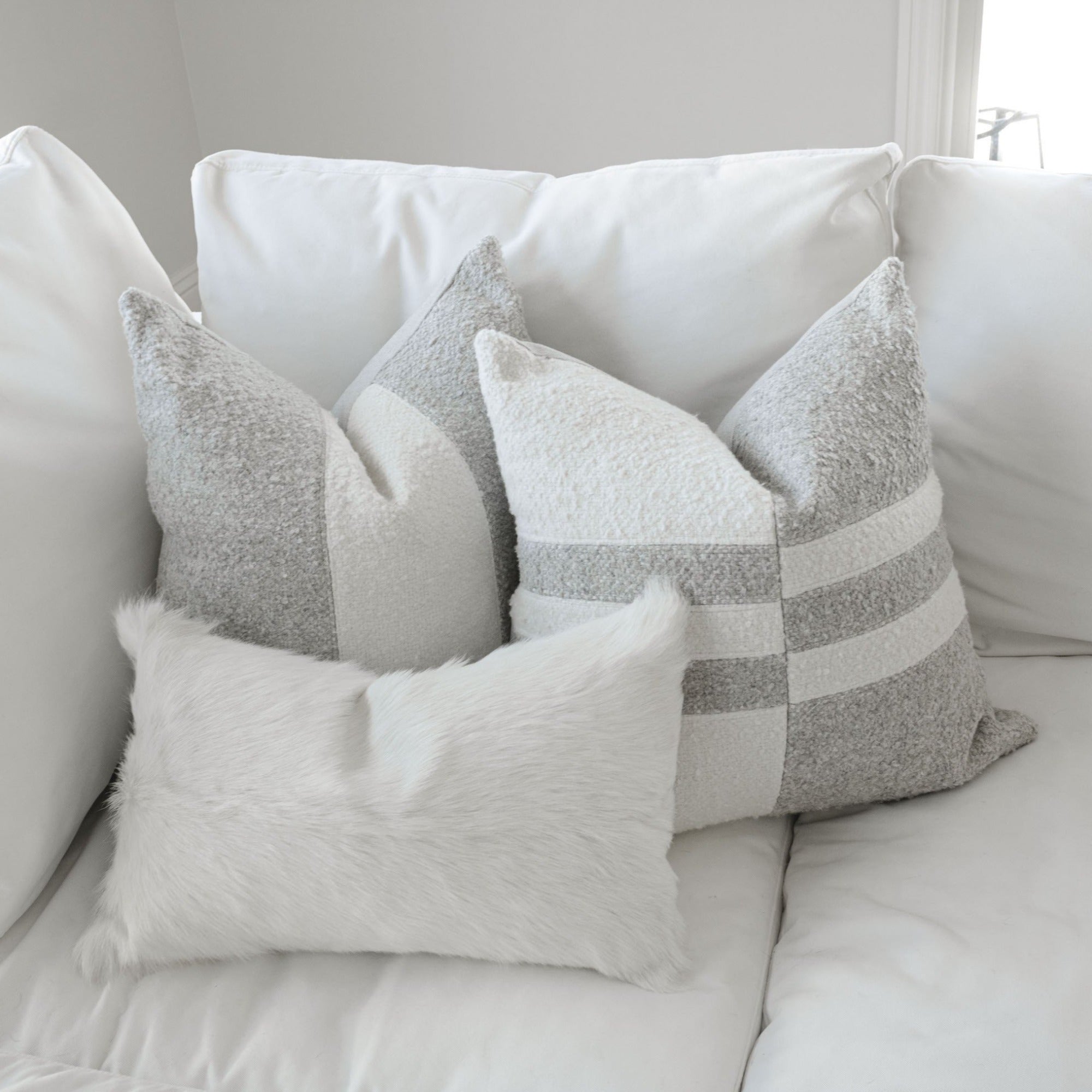 Berber Grey and Oyster Pillow - StyleMeGHD - Pillows + Throws