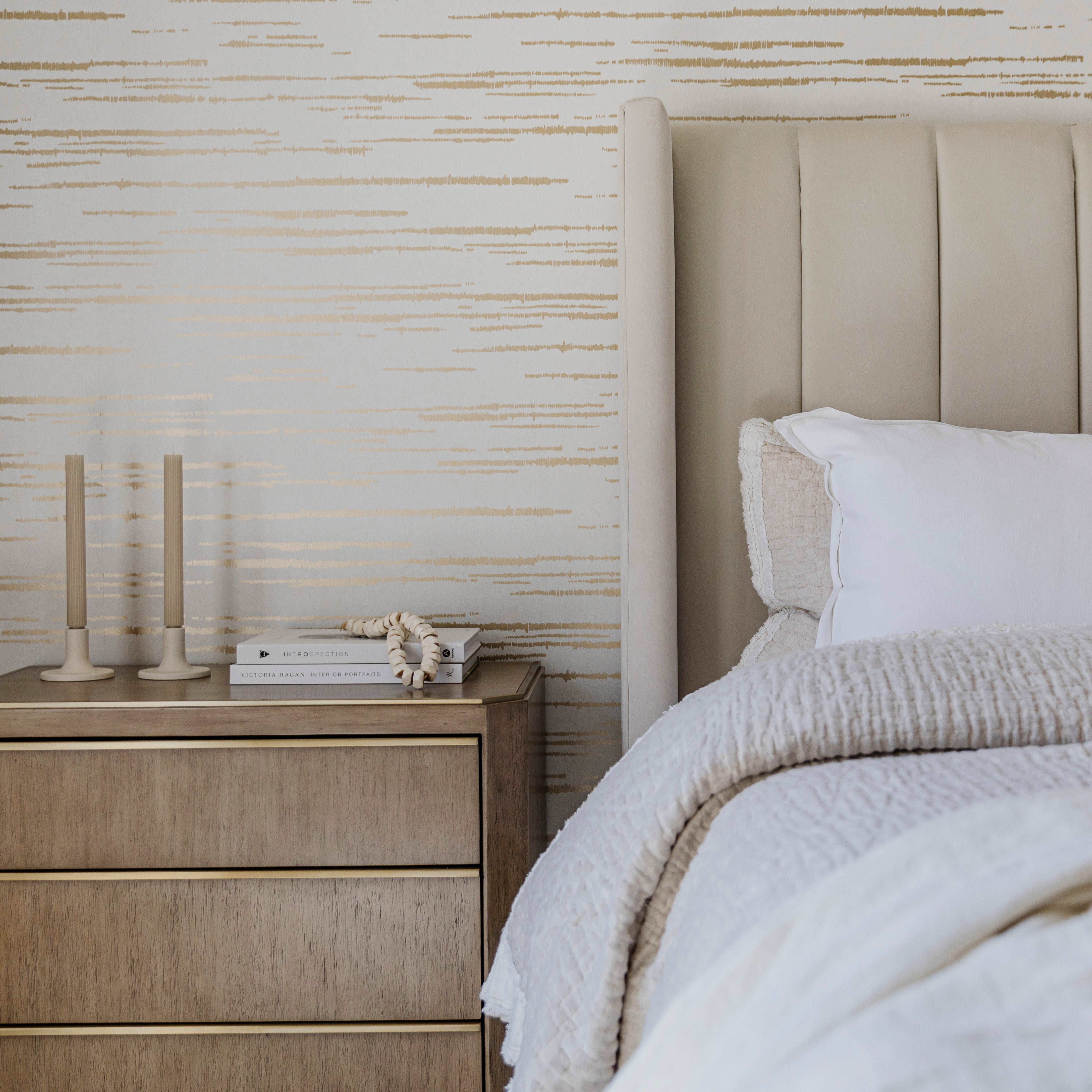 Echo Wallpaper, Metallic Gold on White - StyleMeGHD - Modern Home Decor