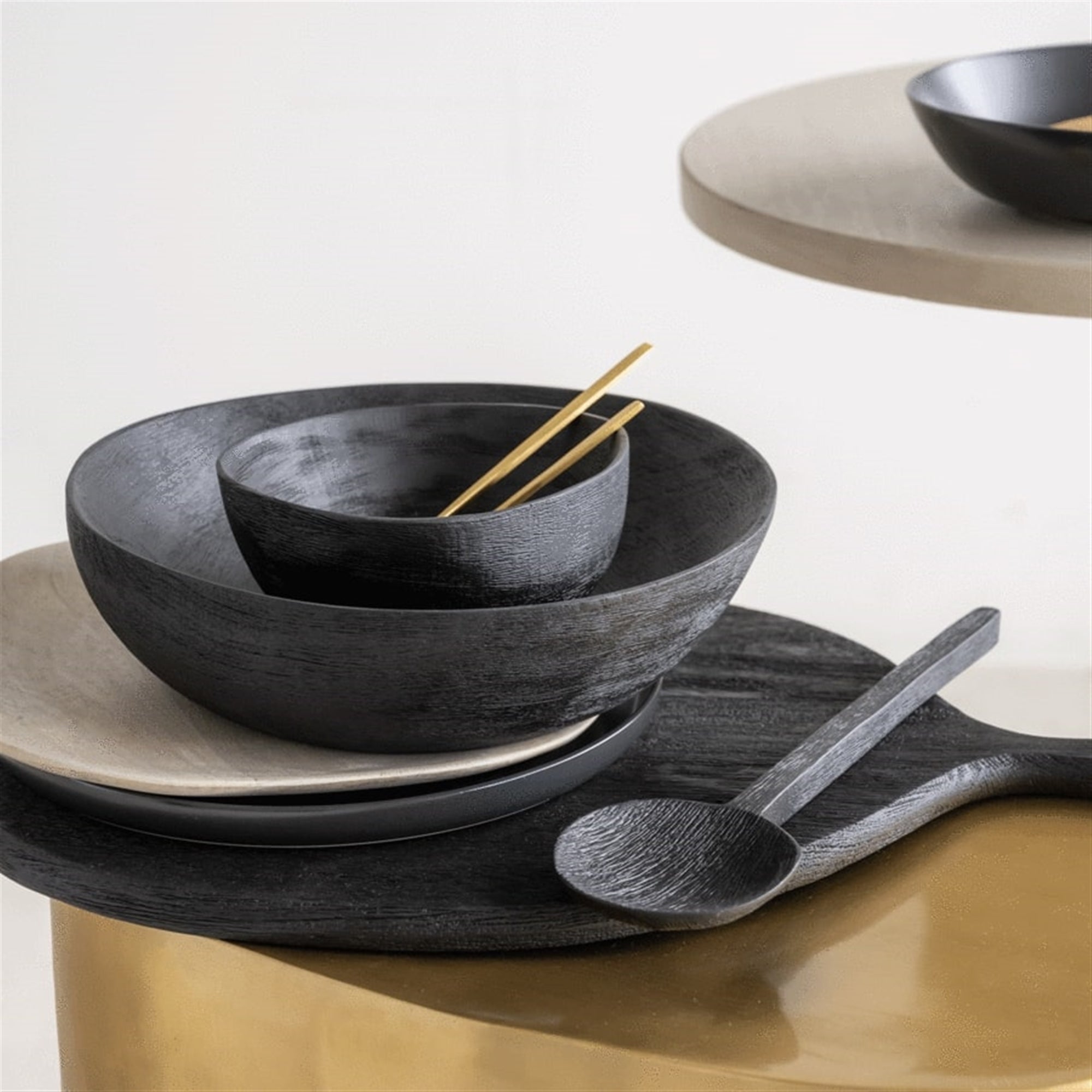 Smoked Wood Serving Bowl