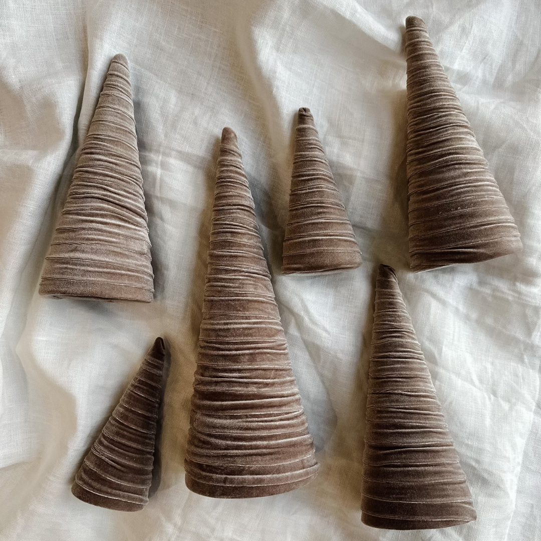 Handmade Small Velvet Trees - Taupe